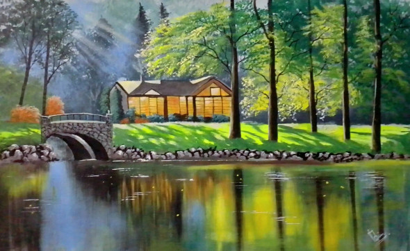 Reserved For You (ART-5868-108643) - Handpainted Art Painting - 50in X 35in