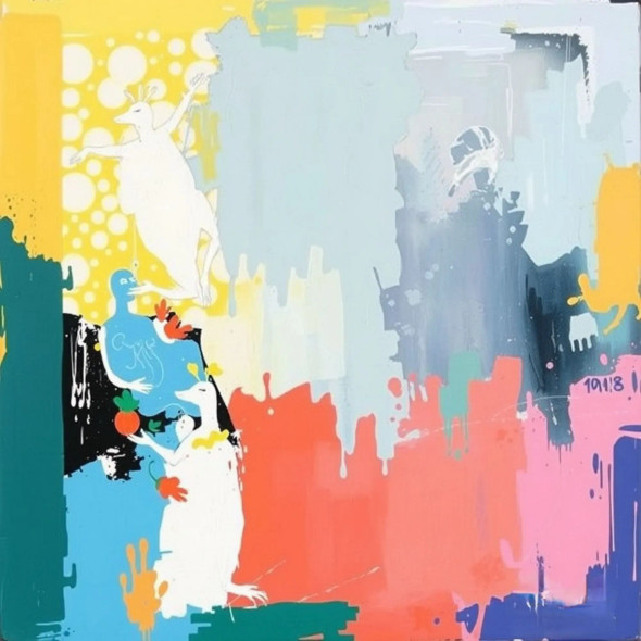 Acrylic Splatter Art (ART-16564-108732) - Handpainted Art Painting - 28in X 28in