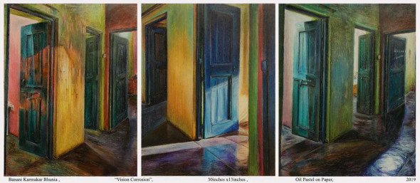 Vision Corrosion (ART-15821-103460) - Handpainted Art Painting - 34in X 16in