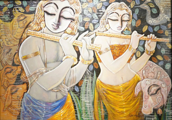 RHYTHM (ART-1469-108863) - Handpainted Art Painting - 42in X 30in