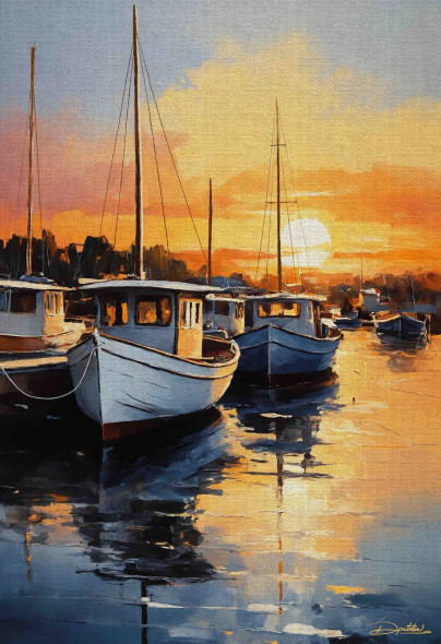 Harbor Glow (PRT-16744-108936) - Canvas Art Print - 25in X 36in
