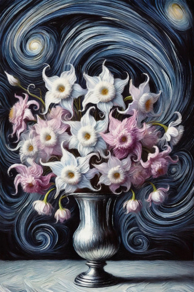 Nocturnal Elegance: The Enchantment Of Queen Of The Night Flowers (PRT-15697-109066) - Canvas Art Print - 40in X 60in