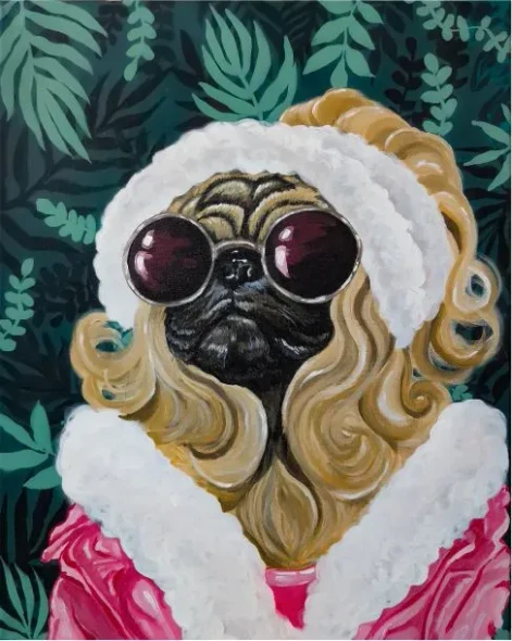 Pug Let Johansson | Pet Gala (PRT-16516-109129) - Canvas Art Print - 23in X 30in
