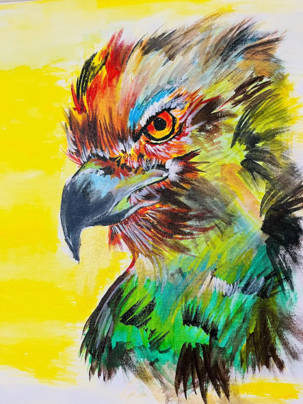 Canvas Painting_Colorful Bird (ART-16801-109195) - Handpainted Art Painting - 16in X 20in