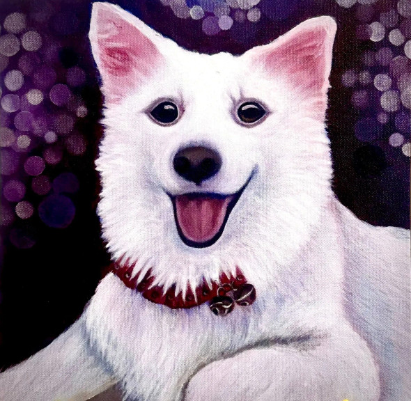 Furry Friend Forever (ART-8271-109217) - Handpainted Art Painting - 12in X 12in