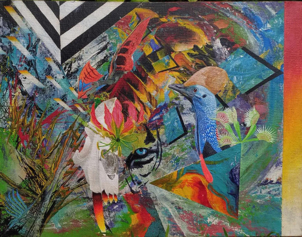 Union With Extinction (ART-16789-109215) - Handpainted Art Painting - 14in X 12in