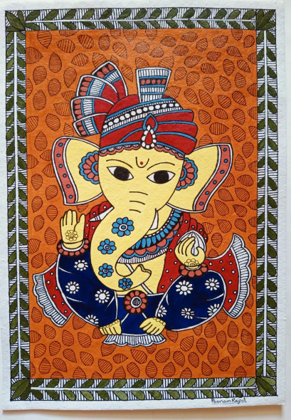 Vighnaharta Ganesha (PRT-254-109253) - Canvas Art Print - 12in X 18in