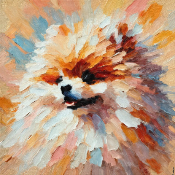 Sunshine Fur: A Vivid Portrait Of A Pomeranian’s Fluffy, Voluminous Presence (PRT-15697-109349) - Canvas Art Print - 30in X 30in