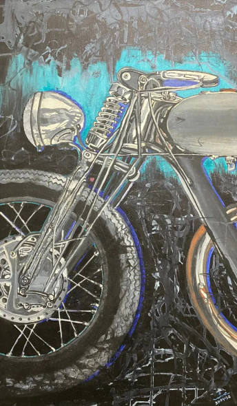 MOTORCYCLE PAINTING - THE BEAST 7 (ART-1538-109320) - Handpainted Art Painting - 19in X 32in
