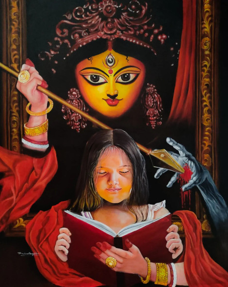 Women Empowerment (ART-7604-109422) - Handpainted Art Painting - 26in X 34in