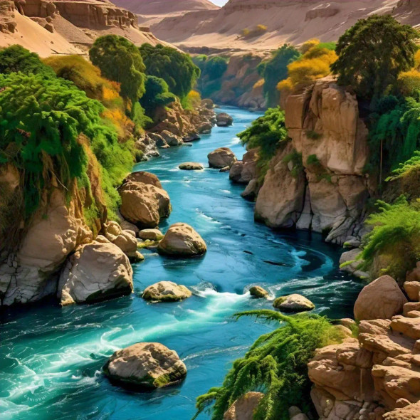 Confluence Of River Nile (PRT-16612-109473) - Canvas Art Print - 24in X 24in