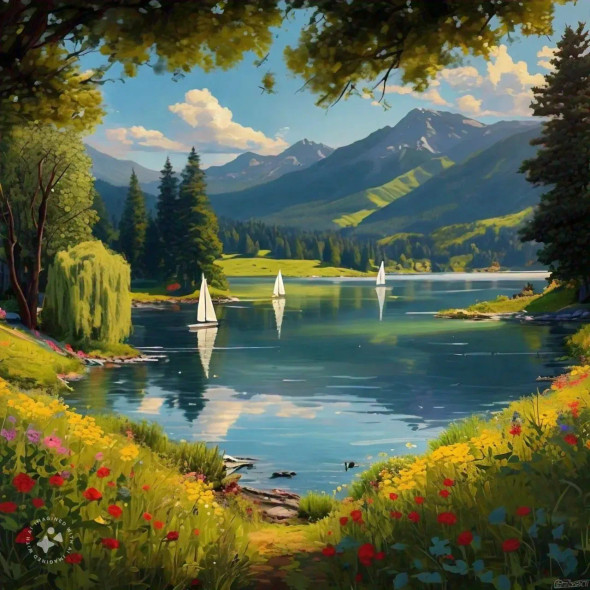 Landscape 006 (PRT-16612-109480) - Canvas Art Print - 24in X 24in