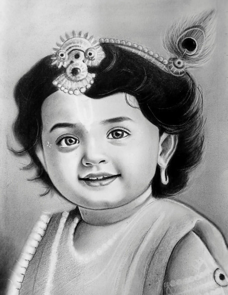 Krishna (ART-16166-109583) - Handpainted Art Painting - 8in X 11in