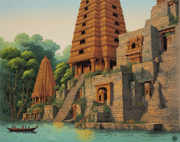 The Forgotten Temple (PRT-8836-109605) - Canvas Art Print - 24in X 19in