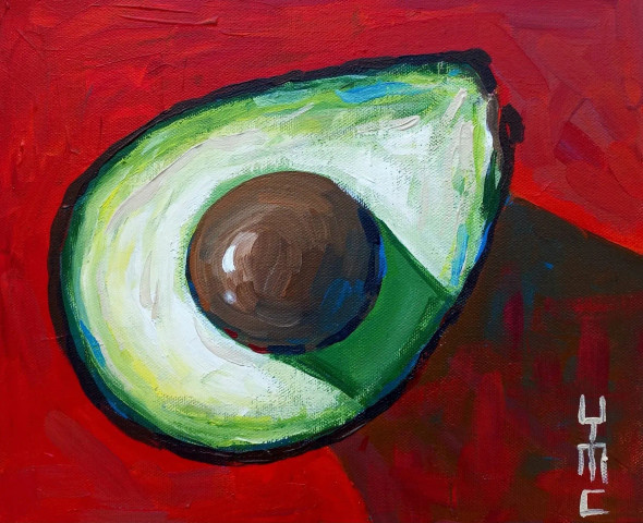 Avocado (ART-16821-109576) - Handpainted Art Painting - 12in X 10in
