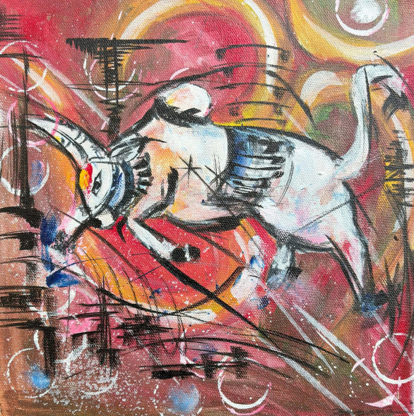 Nandi Abstract (ART-1734-109621) - Handpainted Art Painting - 11in X 12in