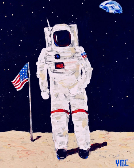 The First Man! (ART-16821-109544) - Handpainted Art Painting - 12in X 15in