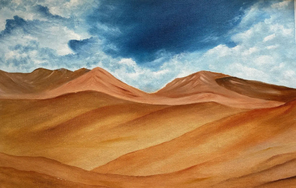 Ladakh Landscape-7 (ART-8841-109733) - Handpainted Art Painting - 15in X 21in