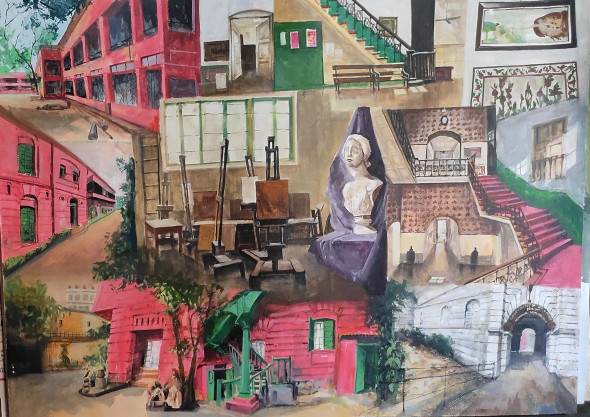 My College (PRT-7901-109791) - Canvas Art Print - 36in X 25in