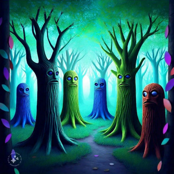Figurative Trees (PRT-16612-109990) - Canvas Art Print - 24in X 24in