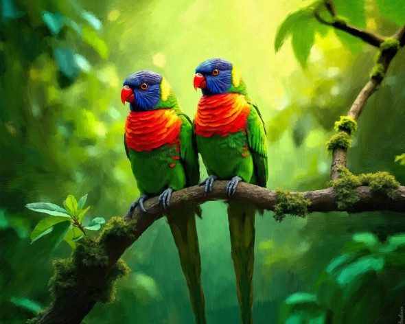 A Splash Of Color In The Green (PRT-15697-110001) - Canvas Art Print - 60in X 49in