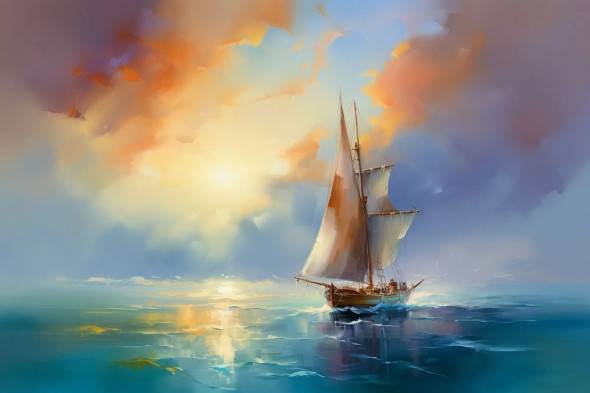 Sailing Into Dawns Embrace An Abstract (PRT-8645-110160) - Canvas Art Print - 24in X 16in