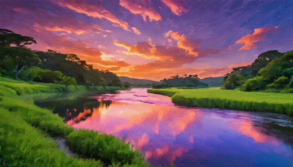 River's Golden Dreams (PRT-16861-110091) - Canvas Art Print - 42in X 24in