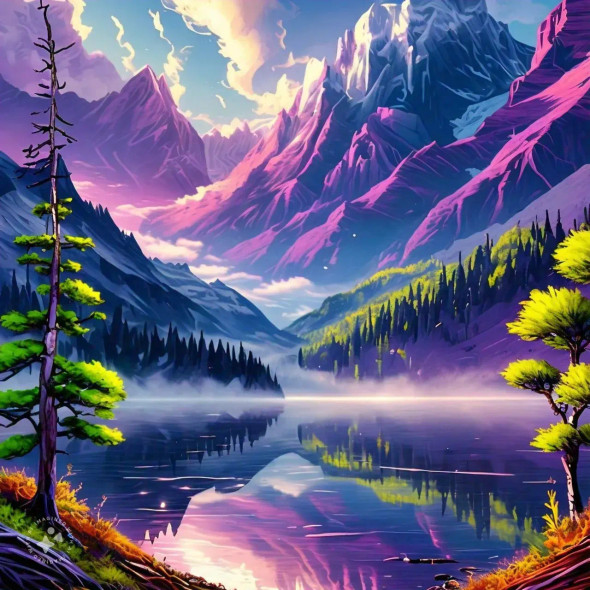 Landscape 0018 (PRT-16612-110120) - Canvas Art Print - 24in X 24in