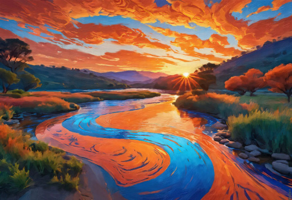 Sunset's Embrace: A Serene Reflection (PRT-16861-110152) - Canvas Art Print - 36in X 25in