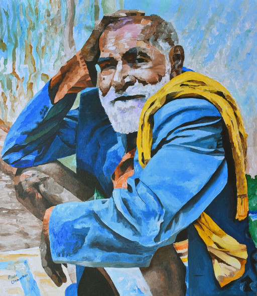 The Poor Seller (ART-8535-110245) - Handpainted Art Painting - 21in X 24in