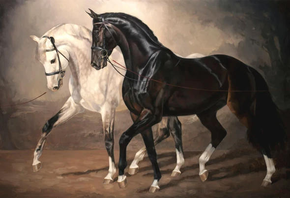 Galloping Beauties (ART-8356-110231) - Handpainted Art Painting - 44in X 30in