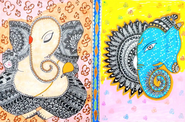 Ganesha Mandala Artwork (PRT-16319-110341) - Canvas Art Print - 36in X 24in