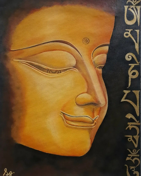 Buddha: The Enlightenment (ART-8835-110580) - Handpainted Art Painting - 12in X 16in