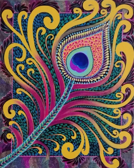 Morpankhi (ART-16938-110619) - Handpainted Art Painting - 22in X 27in