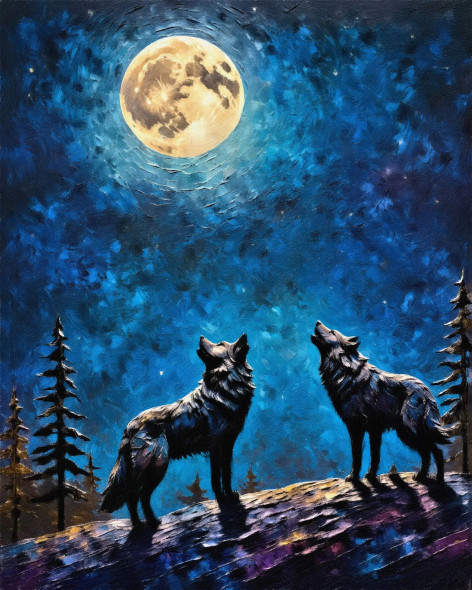 Night's Lonely Cry (PRT-15697-110707) - Canvas Art Print - 34in X 42in