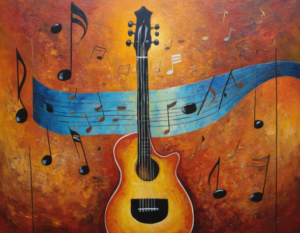 Musical Abstract Painting (ART-3319-110826) - Handpainted Art Painting - 36in X 24in