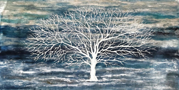 Abstract Tree Texture Painting (ART-2183-111045) - Handpainted Art Painting - 48in X 24in