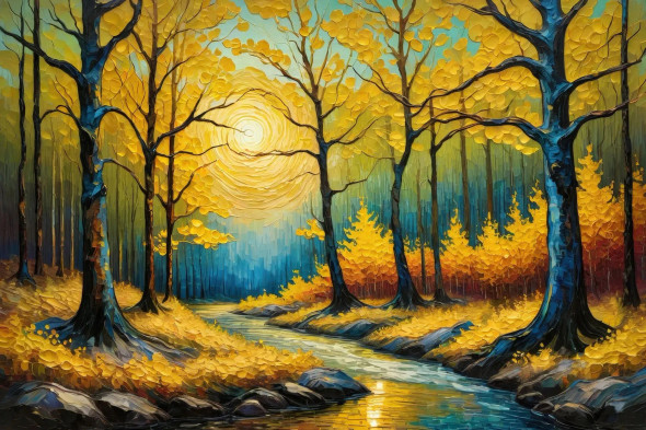 Golden Hues And Serene Views (PRT-15697-111199) - Canvas Art Print - 42in X 28in