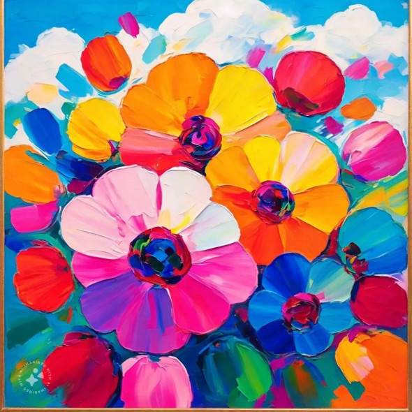 Blooming Flowers (PRT-15026-111385) - Canvas Art Print - 36in X 36in