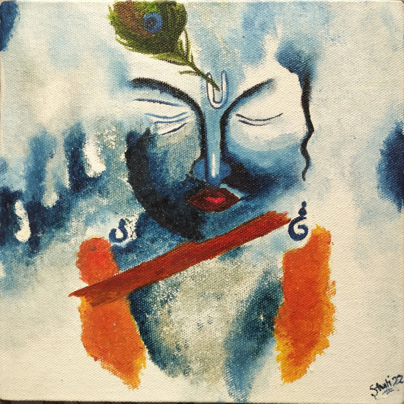 Tranquil Divinity" Or "Ethereal Balance. (ART-16633-111511) - Handpainted Art Painting - 8in X 8in