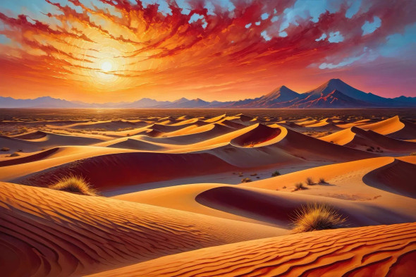 Spiraling Dunes At Sunrise 01 (PRT-15697-111430) - Canvas Art Print - 48in X 32in