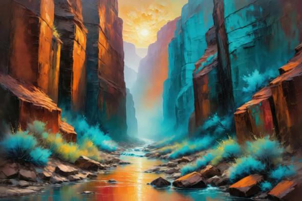 Sunrise Over Spiraling Walls 22 (PRT-15697-111379) - Canvas Art Print - 48in X 32in