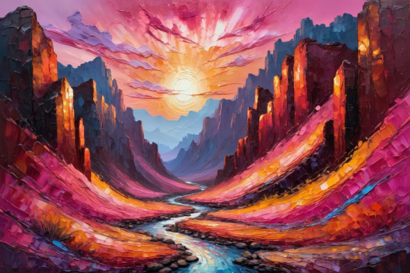 Sunrise Over Spiraling Walls 11 (PRT-15697-111367) - Canvas Art Print - 48in X 32in