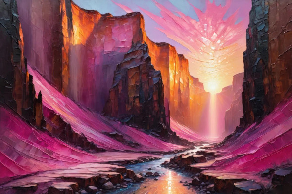 Sunrise Over Spiraling Walls 10 (PRT-15697-111366) - Canvas Art Print - 48in X 32in