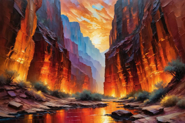 Sunrise Over Spiraling Walls 14 (PRT-15697-111370) - Canvas Art Print - 48in X 32in