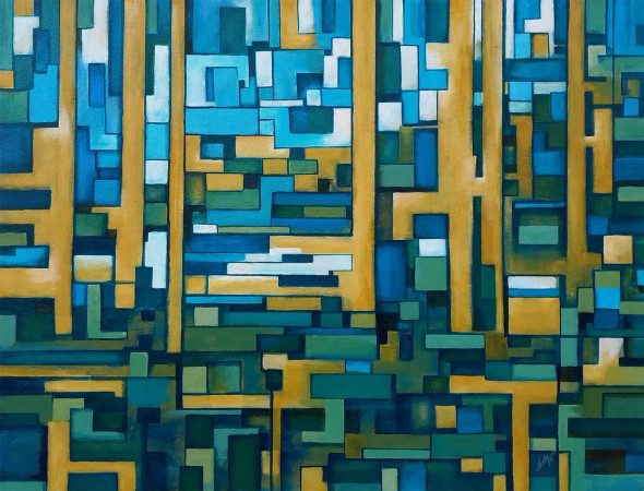 P368_Abstract (ART-464-111532) - Handpainted Art Painting - 42in X 32in