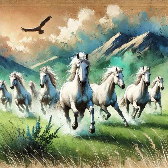 "Galloping Freedom" (PRT-16747-111255) - Canvas Art Print - 30in X 30in