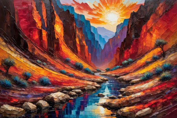 Sunrise Over Spiraling Walls 09 (PRT-15697-111365) - Canvas Art Print - 48in X 32in