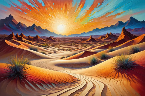 Spiraling Dunes At Sunrise 08 (PRT-15697-111437) - Canvas Art Print - 48in X 32in