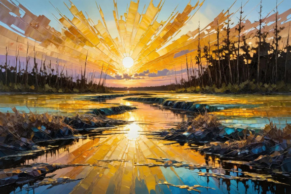 Magical River Delta 04 (PRT-15697-111312) - Canvas Art Print - 48in X 32in